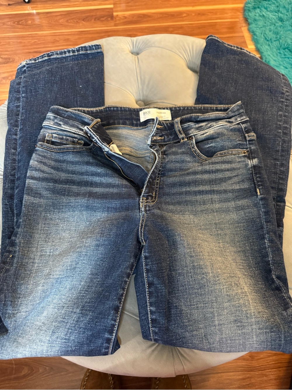 BKE Parker Women's Dark Blue High Rise Cropped Straight 27 x 31.5